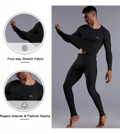 Thermal Underwear Men's Thermal Underwear Pants Long Johns Bottoms Fleece Lined Base Layer Leggings - Black-tops - CX18Z860U2...