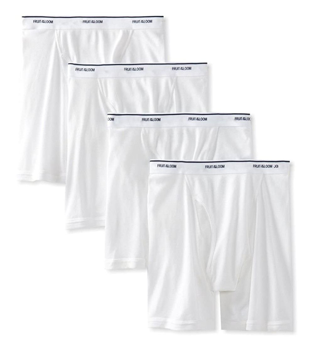 Boxer Briefs Men's Stripe/Solid Assorted Boxer Briefs(Pack of 4) - White - CH11ODD4X8H $28.25