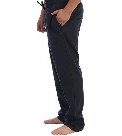 Sleep Bottoms Mens Yarn Dye Brushed Flannel Pajama Pants- Elastic Waist - Heather Navy - CJ18ZG7OKOM $16.56