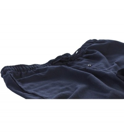 Sleep Bottoms Mens Yarn Dye Brushed Flannel Pajama Pants- Elastic Waist - Heather Navy - CJ18ZG7OKOM $16.56