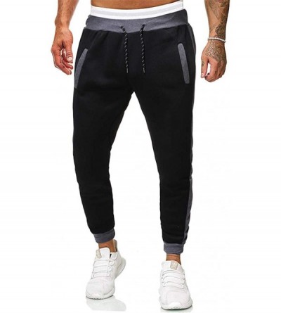 Thermal Underwear Men's Tracksuit Set Camouflage Sweatshirt Jogger Sweatpants Solid Patchwork Warm Sports Suit - A-gray - C21...