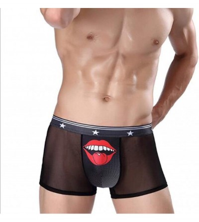 Boxer Briefs Men's Boxer Ice Silk Mesh Yarn 3D Print Breathable Boxer Briefs Ultra-Thin Transparent Fashion Underwear - Lips-...