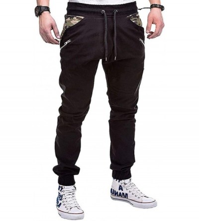 Shapewear Fashion Men's Sport Camouflage Lashing Belts Casual Loose Sweatpants Drawstring Straight-fit Stretch Cargo Pant - B...
