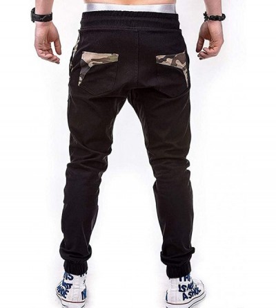 Shapewear Fashion Men's Sport Camouflage Lashing Belts Casual Loose Sweatpants Drawstring Straight-fit Stretch Cargo Pant - B...