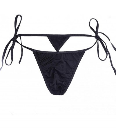 G-Strings & Thongs Men's Ice Silk Tie Panties Sexy Seamless Breathable Thong T Pants - Black - CR18AZAXHX0 $10.84