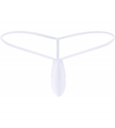 Briefs Men's Sissy Pouch G-String Mesh Sheer Underwear Crossdress T-Back Panties Transparent Breathable Lingerie - White - CT...