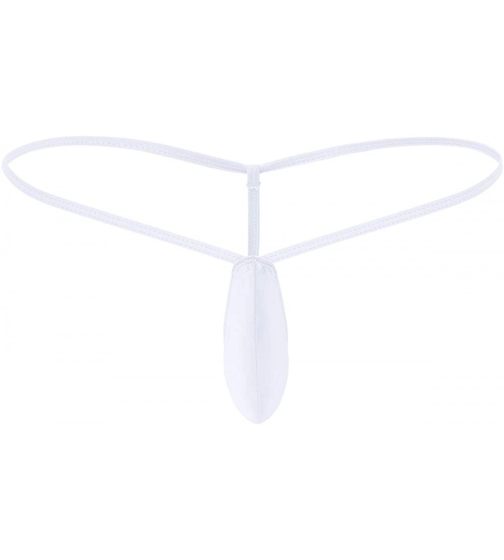 Briefs Men's Sissy Pouch G-String Mesh Sheer Underwear Crossdress T-Back Panties Transparent Breathable Lingerie - White - CT...