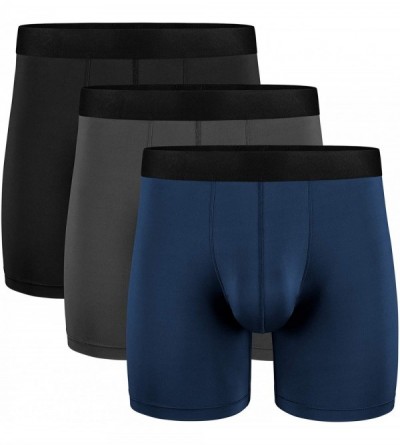 Boxer Briefs Men's 3 Pack Quick Dry Boxer Briefs Breathable 2 Pouches Underwear - Black/Navy Blue/Dark Gray - CU18Y76IU94 $62.14