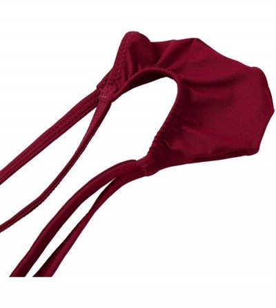 G-Strings & Thongs Men's Low Rise Jock Strap Micro Pouch G-String Thongs Underwear Backless Bikini Briefs - Wine Red - CG18X0...