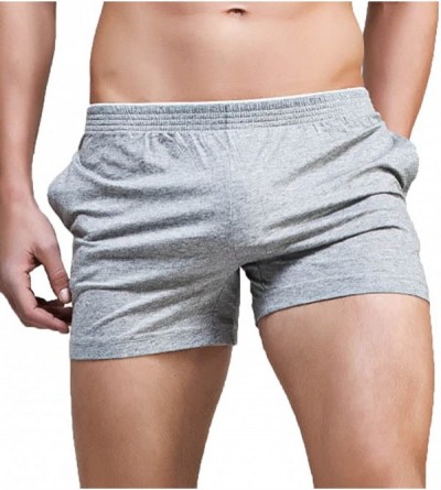 Boxers Men's Cotton Sleep Shorts Lounging Boxer Shorts - Grey - CJ12M9IHION $20.76