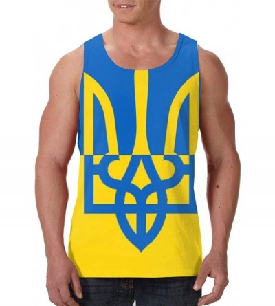 Undershirts Men's Fashion Sleeveless Shirt- Summer Tank Tops- Athletic Undershirt - Ukrainian Flag - CY19D8H9C6R $19.13