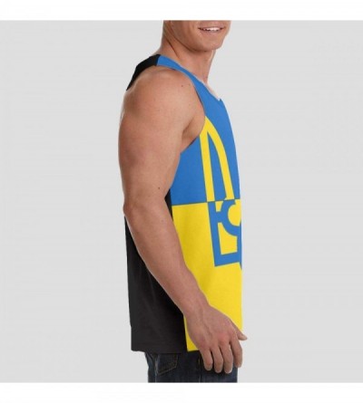Undershirts Men's Fashion Sleeveless Shirt- Summer Tank Tops- Athletic Undershirt - Ukrainian Flag - CY19D8H9C6R $19.13