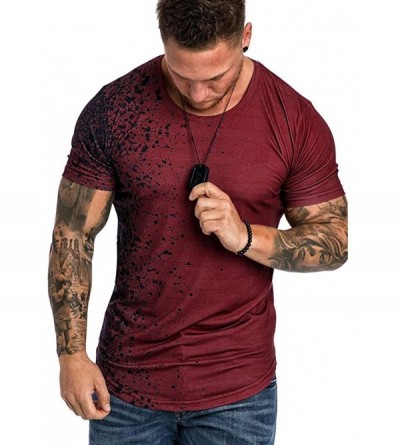 Thermal Underwear Gradient T-Shirt for Men- Casual Crewneck Short Sleeve Slim Fit Tee Summer Breathable Top for Muscle Workou...