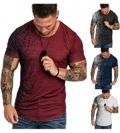 Thermal Underwear Gradient T-Shirt for Men- Casual Crewneck Short Sleeve Slim Fit Tee Summer Breathable Top for Muscle Workou...