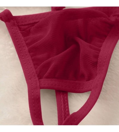 G-Strings & Thongs Men's Sexy Open Front Hole G String See Through Thong Sexy T Back Underwear - Wine - CN196HEKT8R $7.60