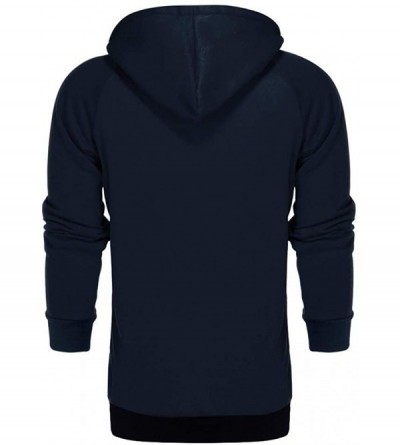 Trunks Men Sport Suit Patchwork Sweatsuit Zipper Hoodies Outfit Contrast Jogging Full Tracksuit - Dark Blue - C8193M3GANM $28.27