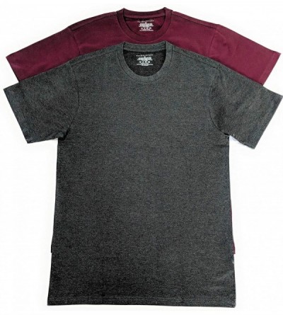 Undershirts Men's Cotton Stretch 2-Pack Slim Fit Short-Sleeve Crewneck T-Shirt - Wine Tasting/Charcoal - CS18ACA6ZZT $48.10