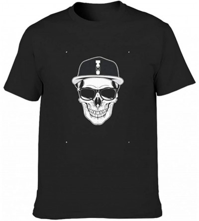 Undershirts Sunglass Skull Cotton T Shirt Mens Soft Tight T Shirt Scary Skull - Black - CG19DSRSN8U $46.25
