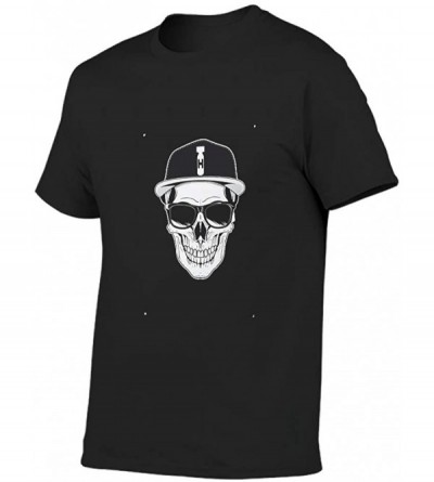Undershirts Sunglass Skull Cotton T Shirt Mens Soft Tight T Shirt Scary Skull - Black - CG19DSRSN8U $22.00