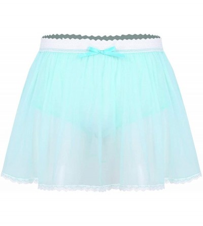 Briefs Mens Sissy Sheer Lace Skirted Panties Ruffled Crossdressing Tulle Skirt Underwear - Light Blue - CL19CSTCG4W $46.26