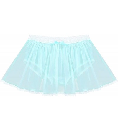Briefs Mens Sissy Sheer Lace Skirted Panties Ruffled Crossdressing Tulle Skirt Underwear - Light Blue - CL19CSTCG4W $22.86