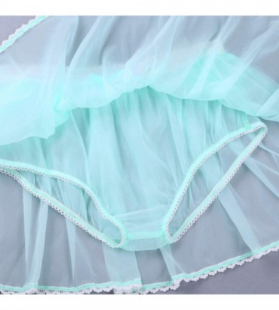 Briefs Mens Sissy Sheer Lace Skirted Panties Ruffled Crossdressing Tulle Skirt Underwear - Light Blue - CL19CSTCG4W $22.86