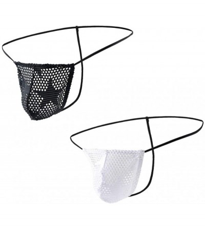 G-Strings & Thongs Men's Printed Underwear Sexy Low Waist Breathable Thong - 2p-black+white - C7192TKGUND $8.90