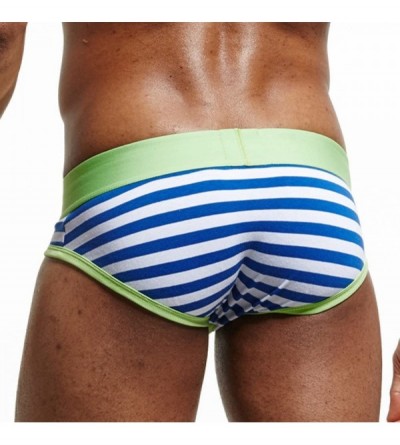 Briefs Men's Underwear- Stripe Cotton Shorts Men Boxers Low Waist Briefs - Blue - CR192U9LZI0 $15.82