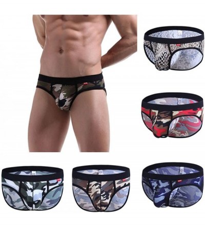 Boxer Briefs Sexy Underpants Mens U Convex Pocket Camouflage Sports Breathable Plain Pants - White2 - CI18KQIT2XG $22.31