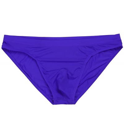 Briefs Men's Soft Solid Color Low Rise Bulge Pouch Bikini Briefs Underwear Seamless Shorts - Blue - CK18XW08KZS $17.94