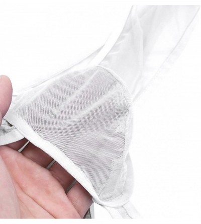 G-Strings & Thongs Mens Sheer Mesh Low Rise Bulge Pouch G-String Thong Mini Panties Briefs Lingerie Underwear - White - C2190...