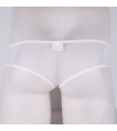 G-Strings & Thongs Mens Sheer Mesh Low Rise Bulge Pouch G-String Thong Mini Panties Briefs Lingerie Underwear - White - C2190...