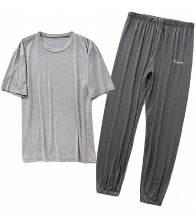 Sleep Sets Men's Thin Nightwear 2-Piece Lounger Modal Summer Long-Pants Sleepwears - 1 - CN19CZOADLC $39.05