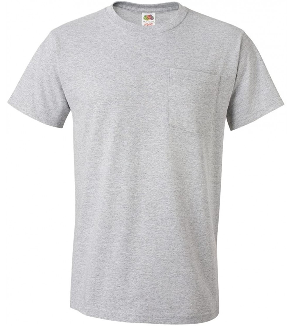 Undershirts Men's Pocket Crew Neck T-Shirt - Medium - Heather Gray (Pack of 4) - CQ12O22OX2J $28.65