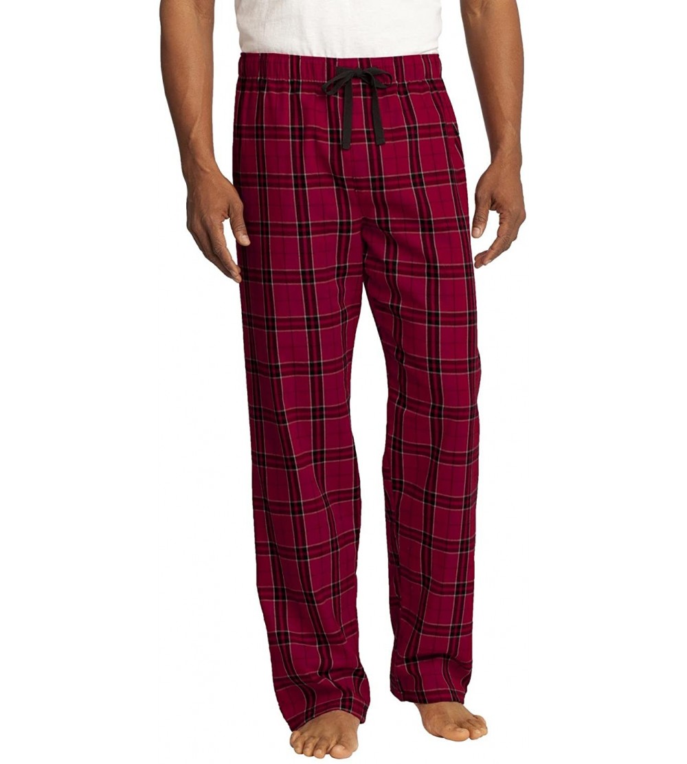 Sleep Bottoms Men's Young Flannel Plaid Pant - New Red - CH11QDRVRYJ $37.91