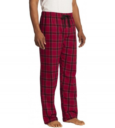 Sleep Bottoms Men's Young Flannel Plaid Pant - New Red - CH11QDRVRYJ $37.91