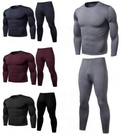 Sleep Sets Men Winter Warm Velvet Inner Wear Thermal Underwear Long Johns Pajama Set Long Underwear Set - Gray - C3192SG22IA ...