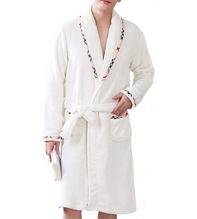 Robes Lovers Thick Warm Winter Bathrobe Men Soft Silk Long Kimono Bath Robe Male Gown Flannel Robes Sleepwear - A - CM194GTT8...
