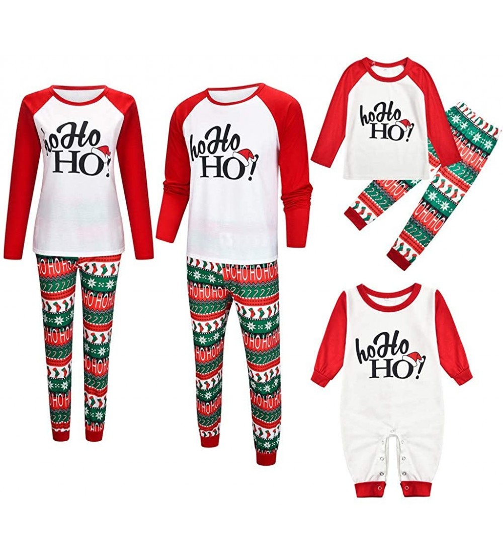 Sleep Sets Matching Family Christmas Pajamas Set - Fashion Patchwork Letter Printed Sleepwear - Xmas Pyjamas Pjs - Baby-white...