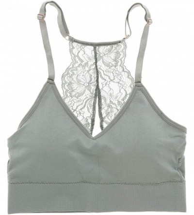 Bras Intimates Women's Sexy Bralette with Lacey Racer Back (2 Bras) - Army Green- Black - CK19C9ZD802 $57.74