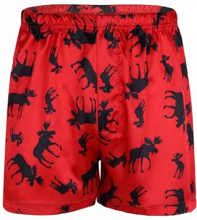 Boxers Men's Frilly Satin Boxers Shorts Silk Summer Lounge Halloween Underwear - Xmas Reindeer - CG18KORH0I2 $16.14