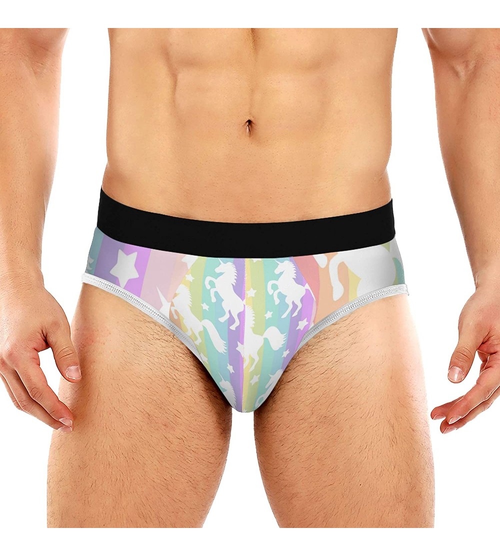 Briefs Men's Briefs Underwear Rainbow Star Unicorn Fashion Stretch Hip Short Underpants Men Boys - CO197CYYSAD $13.99