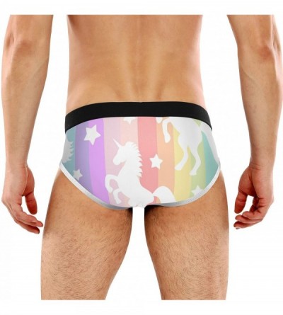 Briefs Men's Briefs Underwear Rainbow Star Unicorn Fashion Stretch Hip Short Underpants Men Boys - CO197CYYSAD $13.99