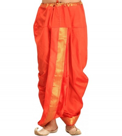 Sleep Sets Dhoti and Angavastram Set with Wide Golden Border (Ready to Wear) - Raspberry Rose - CA187Y5T8QQ $39.12
