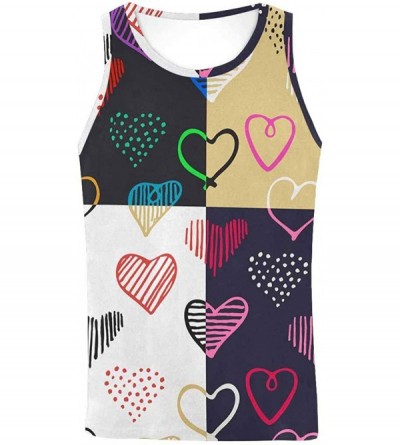Undershirts Men's Muscle Gym Workout Training Sleeveless Tank Top Love Hearts - Multi6 - CC19DLORM4T $24.21