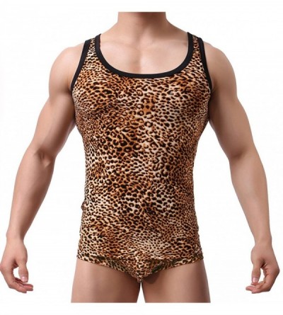 Boxer Briefs Men's Boxer Briefs Low Rise Sexy Leopard Print Underwear Man Shorts Underpants - Tank Top (Yellow) - CZ189OLDZMK...