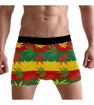 Boxer Briefs Mens Boxer Briefs Underwear Breathable Pouch Soft Underwear - Rasta Marijuana - CI18ARKY222 $21.52