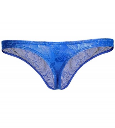 G-Strings & Thongs Sexy Men Lace See-Through Thongs G-Strings Tanga Pouch Transparent Underpant T-Back Panties Lingerie - D B...