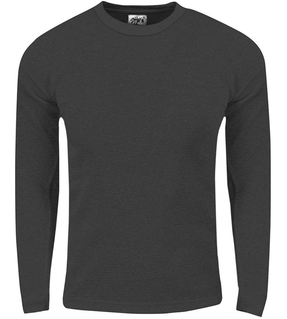 Thermal Underwear Men's Knit Sweater - Heavyweight Waffle Thermal T Shirt Long Sleeve Crewneck Knitted Top Regular Big Size X...