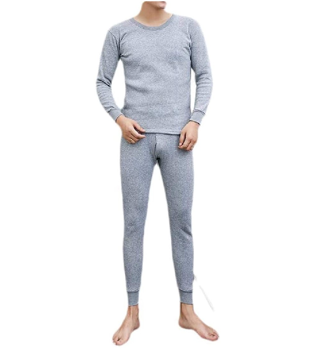 Thermal Underwear Men's Slim Thermal Underwear Soft Top & Bottom Set with Fleece Lined - Grey - C7192AW7H0E $20.02